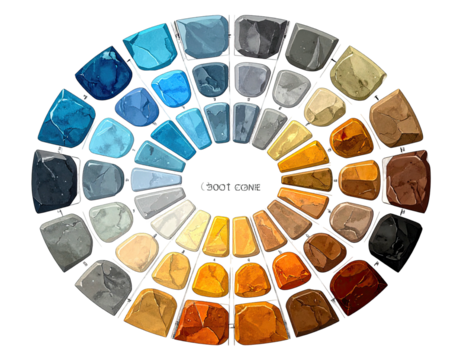 Circular color chart of various shades