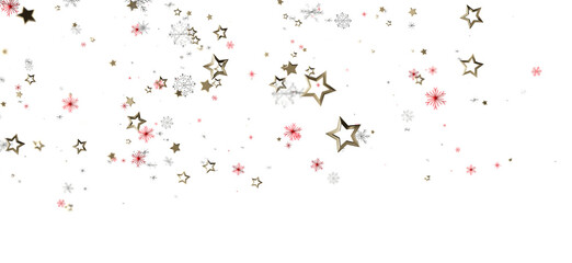 Christmas and New Year background with gold stars and snowflakes on white. Ideal for celebrations, invitations, and seasonal design projects. Fe