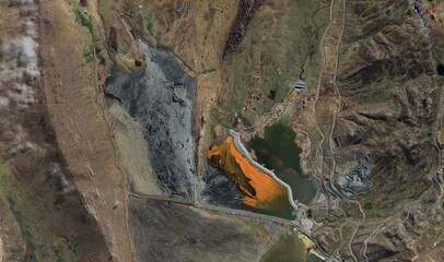 Cerro de Pasco, Peru: High-Resolution Aerial View of Massive Open-Pit Mine and High-Altitude City in the Andes