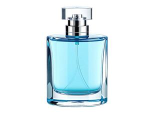 Light-blue perfume bottle, clear glass