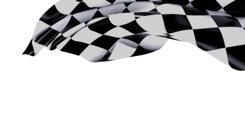 A dynamic shot of a checkered flag waving, isolated against a clean white backdrop. Perfect for racing, competition, victory and finish concepts