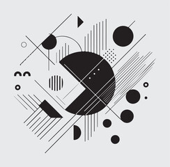 Abstract geometric composition of circles, triangles, and lines in minimal vector style