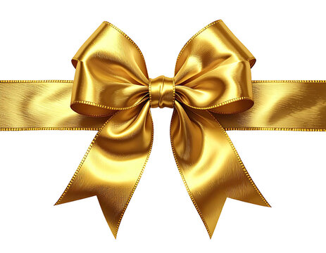 Golden ribbon bow on black background