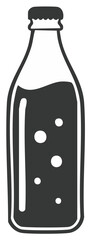 Simple graphic icon of a retro glass soda bottle with a fizzy carbonated drink