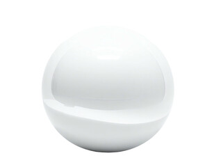 A glossy, white sphere with subtle curves