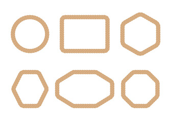 縄のパターンブラシで作成した枠セット（丸・長方形・六角形・八角形／枠のみ）