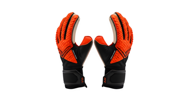 Vibrant Orange & Black Goalkeeper Gloves (Open) - Football Goalie Gear, Protection, Catching, Sport Equipment - Powered by Adobe