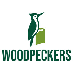 woodpeckers bird flat minimalist logo design