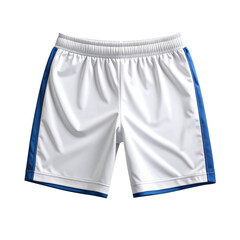 White Sports Shorts with Blue Stripes on Transparent Background