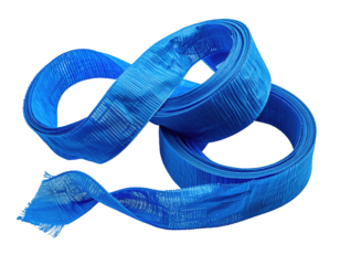 Rolled-up blue plastic strip