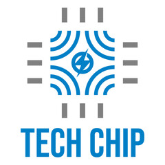 technology chip flat minimalist logo design