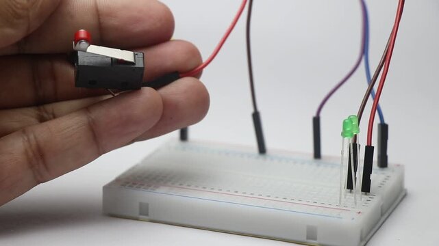 Limit switch is used to control the LED light that is connected to breadboard using jumper cables