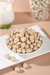 Crispy Salt Fried Chickpeas from Xinjiang - Healthy Protein Snack in White Bowl