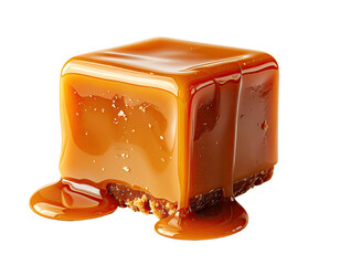 Caramel candy cube close-up