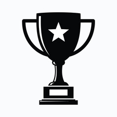 A black trophy with a star design a victorious achievement silhouette