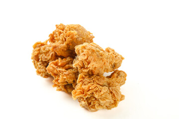 Crispy Fried Chicken Thighs with Golden Breading on White Background