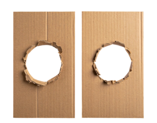 Two pieces of cardboard with circular holes