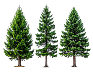 Three Christmas trees against black