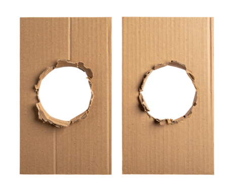 Two pieces of cardboard with circular holes