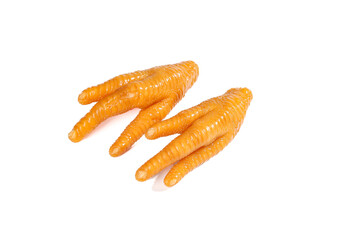 Fresh Pickled Chicken Feet Claws Traditional Asian Food Ingredient on White Background