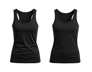 Two black tank tops displayed