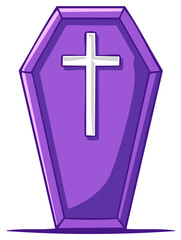 Obraz premium Cartoon Coffin with Cross, Halloween, Purple