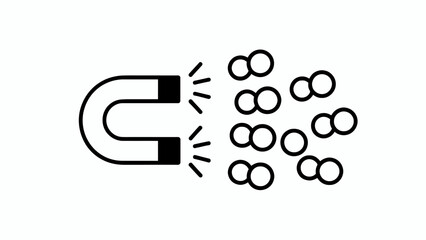 Fototapeta premium Magnet Attracting Atoms Illustration Depicting Magnetic Force and Scientific Concepts on a White Background Suitable for Education and Science