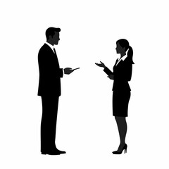 Silhouette Professional Business People Man and Woman Full Body Illustration