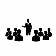 Simple Black Silhouette Business Presentation Meeting People and Speaker Icon