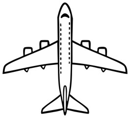 Top View Airplane Illustration Outline Aircraft Jet Plane Commercial Flight Travel Symbol