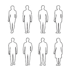 CAD Drawings Set: People Outlines Isolated for Architectural Plans