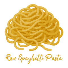 raw spaghetti pasta in watercolor illustration style, isolated vector on white background
