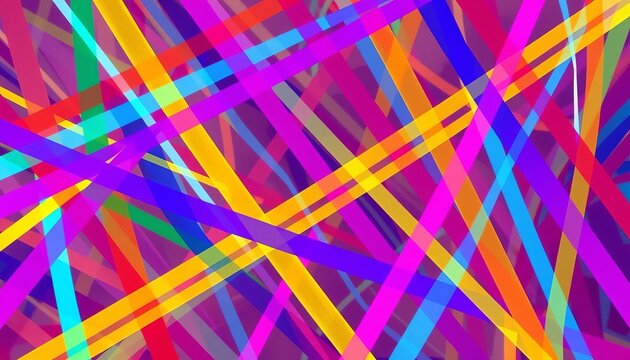 Abstract vibrant multicolored lines intersect dynamically forming a complex geometric pattern, digital, design