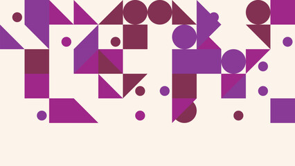 Abstract Geometric Pattern with Circles Squares and Triangles in Purple Hues