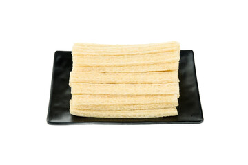 Fresh Handmade Noodles on Black Plate - Traditional Asian Pasta Ready to Cook