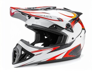 High-resolution photo of motocross helmet isolated on white background