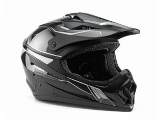 High-resolution photo of motocross helmet isolated on white background