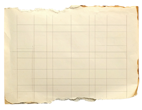 Aged, gridded paper, torn edges