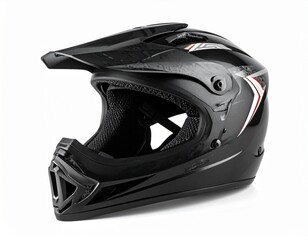 High-resolution photo of motocross helmet isolated on white background