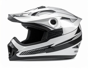 High-resolution photo of motocross helmet isolated on white background