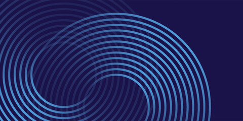 Abstract blue glowing geometric lines on dark blue background. Modern shiny blue circle lines pattern. Futuristic technology concept. Suit for cover, poster, banner, brochure, header,