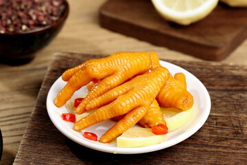 Fresh Pickled Baby Corn with Hot Chili and Lemon - Traditional Sour Spicy Appetizer