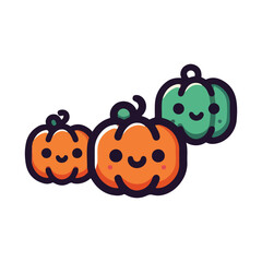 Smiling Pumpkin Character Vector Set for Halloween Stickers and Prints