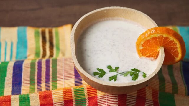 Brukina, Degue, West Africa Africa Ghana Traditional drink, sweet, beverage made from millet milk and thick