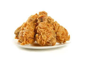 Crispy Fried Chicken Thighs on White Plate - Golden Brown Comfort Food