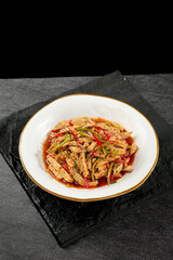 Crispy Deep Fried Tofu and Pepper Stir Fry Dish - Vegetarian Asian Cuisine Food Photography