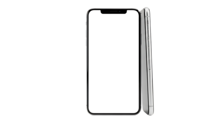 Modern smartphone mockup with blank white screen on a black background