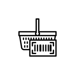 Shopping Basket Icon With Barcode Scan Graphic Element On Transparent Background Outline Vector Illustration