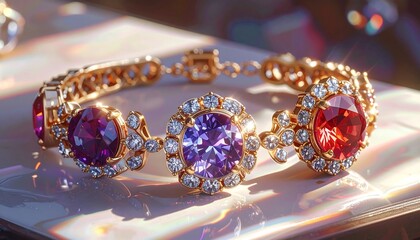 Elegant Gold Bracelet with Gemstones.