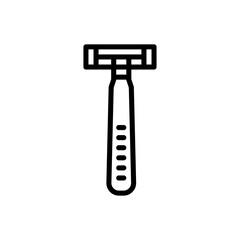 Simple black outline icon of a disposable razor with a white transparent background for shaving and personal grooming on a clean white surface